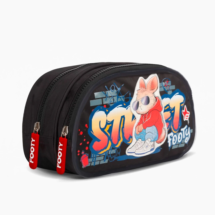 Cartuchera Escolar Footy 2026 Street Style Negra 2 cierres Art.F264040